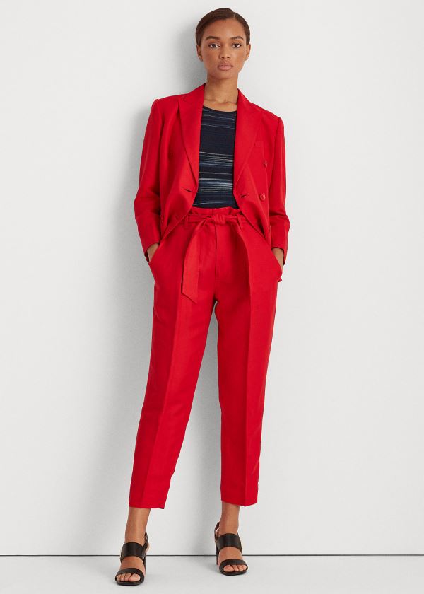 Pantalones Ralph Lauren Mujer Rojos - Linen-Twill Cropped - ARIVX8627